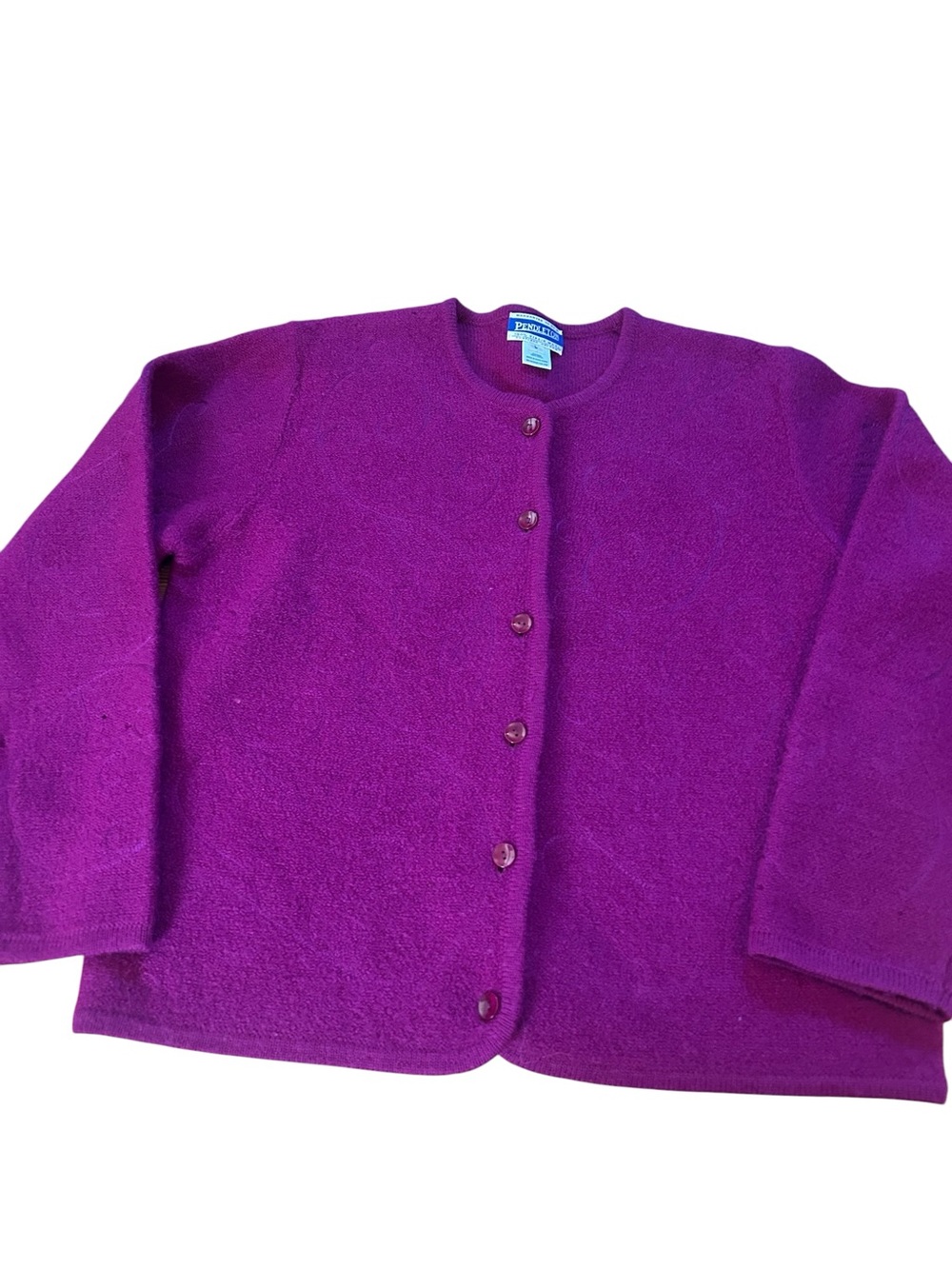 Pendleton Wool  Button Front Cardigan Size L Magenta USA Vintage.